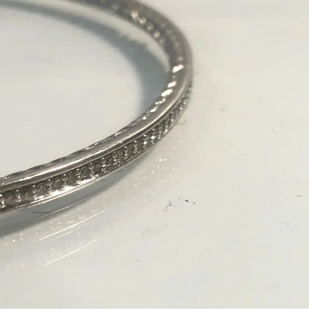 DAVID YURMAN Pave Outside Sterling Silver Bangle Bracelet. - Picture 8 of 10